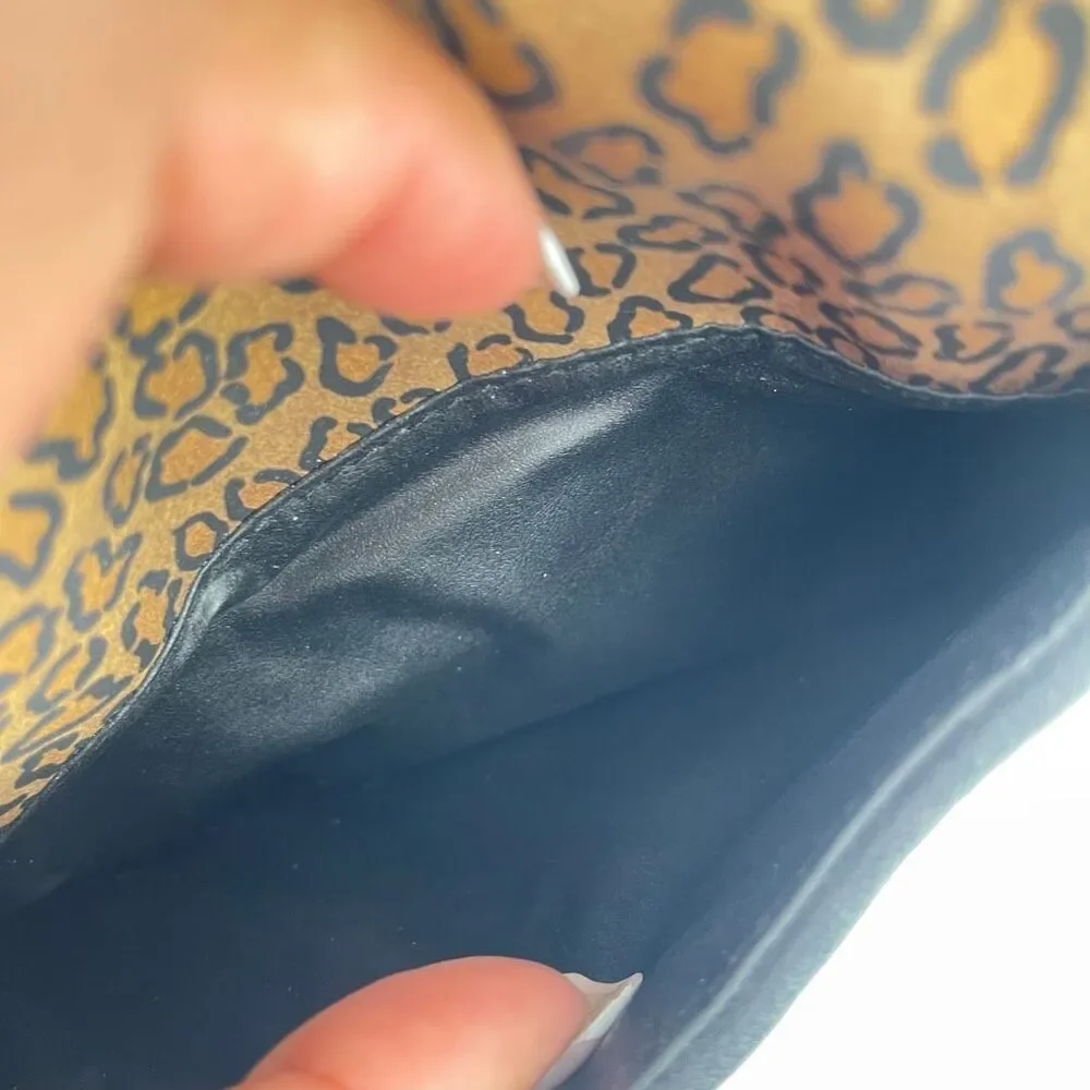 Leopard Print Crossbody Bag Faux Leather Minimalist Everyday Purse Chic